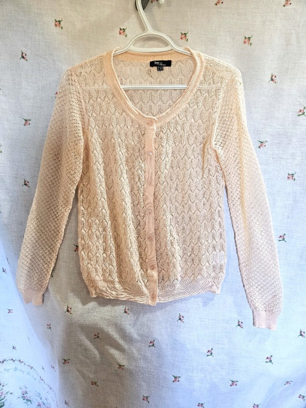 Size 10 Linen Cotton Blend Peach Cardigan